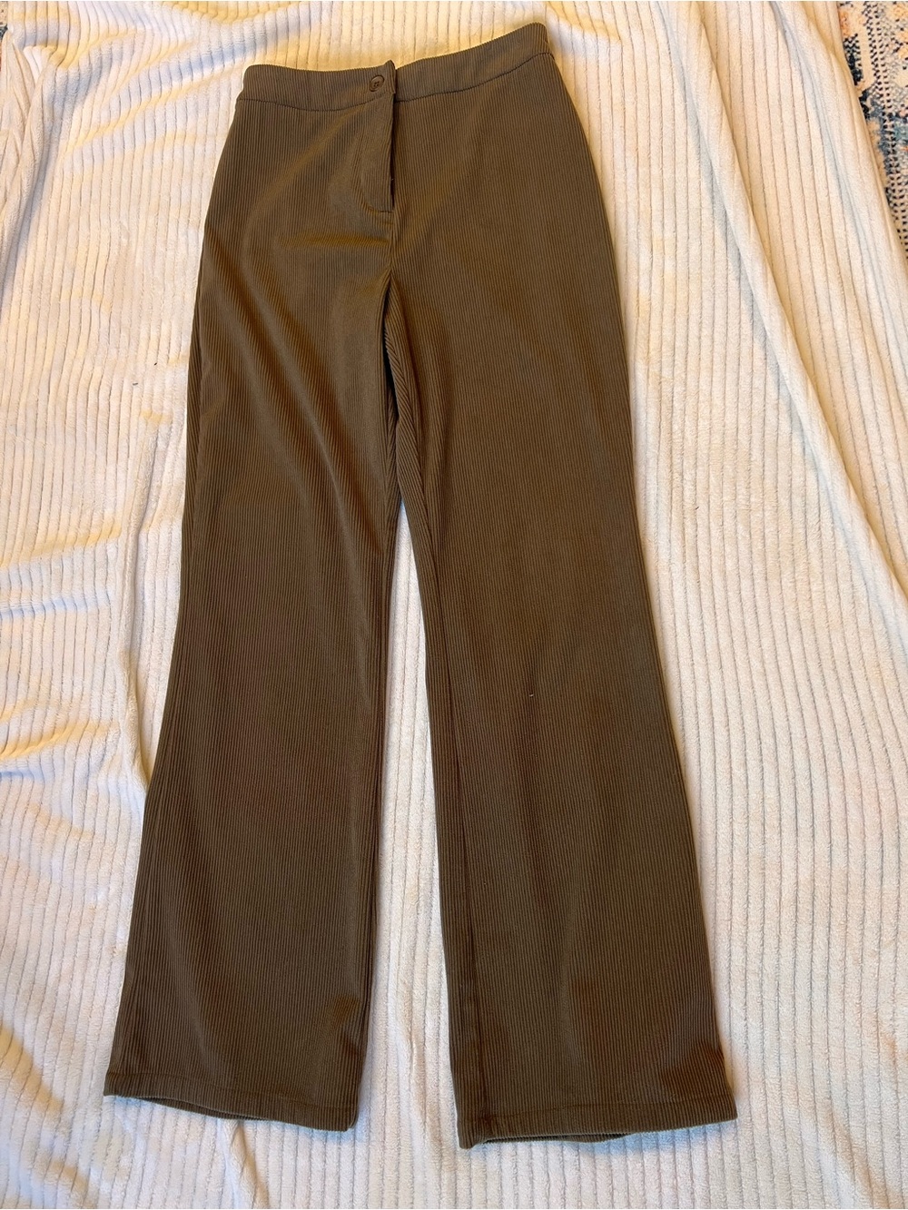 Classic High-Rise Wide-Leg Pants - Brown corduroy stretch material